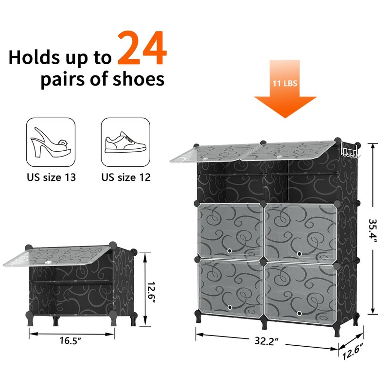 AWTATOS Shoe Rack, 6 Tier Shoe Storage Cabinet with Door,