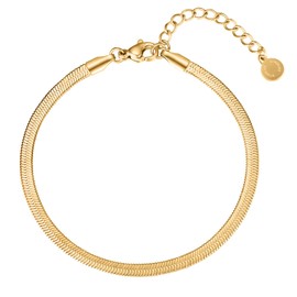 day.berlin Women's Bracelet 18 K Gold-Plated Elegant Snake Chain 15.5 + 5 cm Variable Length Bracelet Made of 316L Stainless Steel Nickel-Free and Waterproof, Stainless Steel