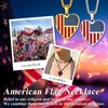 Bestyle Women Stainless Steel US Flag Necklace Heart American Flag