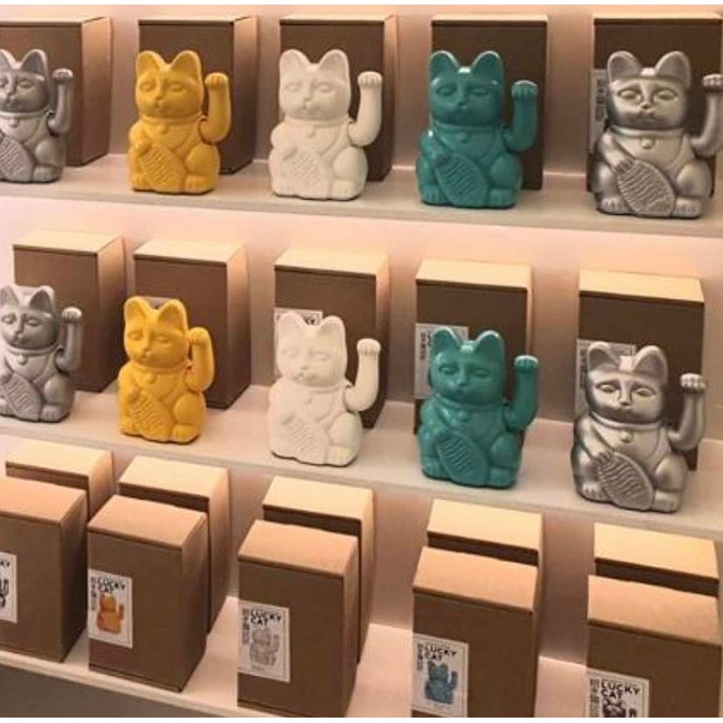 Chinesische Glückskatze. Winkende Katze. Maneki Neko viel Glück. ZITRONE GELB,