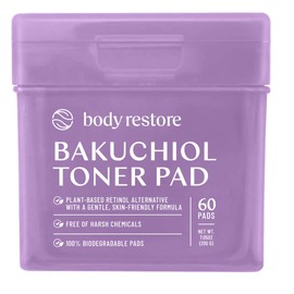 Body Restore Bakuchiol Toner Pads – Korean Skin Care, Face Wipe with Niacinamide & Hyaluronic Acid, Makeup Remover, Sensitive Skin, Travel Essentials, Self Care, Birthday Gifts for Women, Men