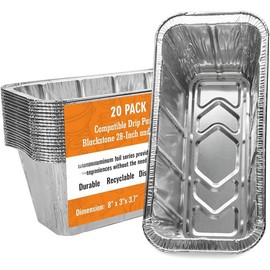 60-Pack Grease Cup Liners for Blackstone 17"/22"/30"/28"/36" Griddle, Drip Pan Grease Catcher Cup Liner for Blackstone 5017, Disposable Aluminum Foil Drip Pan Liner - Color: 20 Pack