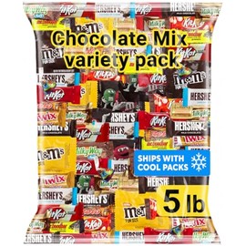 Chocolate Assorted Bulk Candy Variety Pack 5lb - Mini Chocolate Bars, Milk & Dark Chocolate Mix - Individually Wrapped Bulk Candy for Office Snacks, Party Favors and Treat Bags