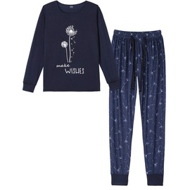 HONG HUI Womens Sleepwear Plus Size Pajamas Casual PJ Set 2PCS Lounge Set Navy Blue, Large