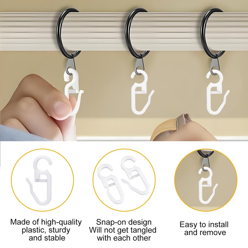 VACUBXBY 150 Pack Curtain Hooks Plastic White, Premium Drapery Hooks
