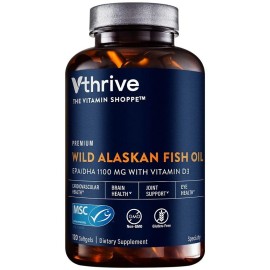 Vthrive Premium Wild Alaskan Fish Oil with Vitamin D3 - 1,100 MG EPA/DHA (120 Softgels)