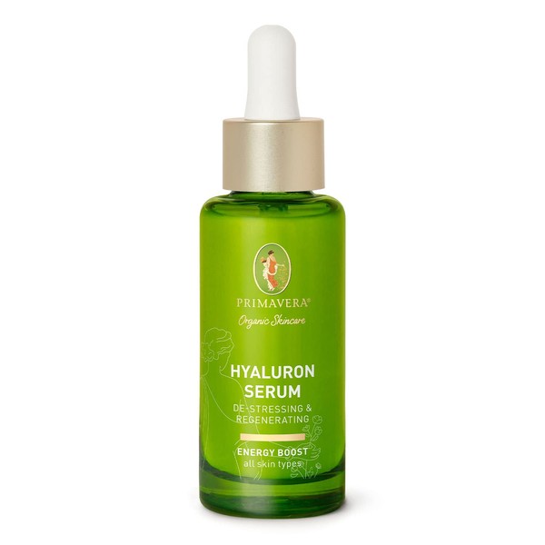 PRIMAVERA Hyaluronic Serum - De-Stressing & Regenerating 30 ml - Natural Cosmetics - Effective Hyaluronic Serum for All Skin Types - Vegan