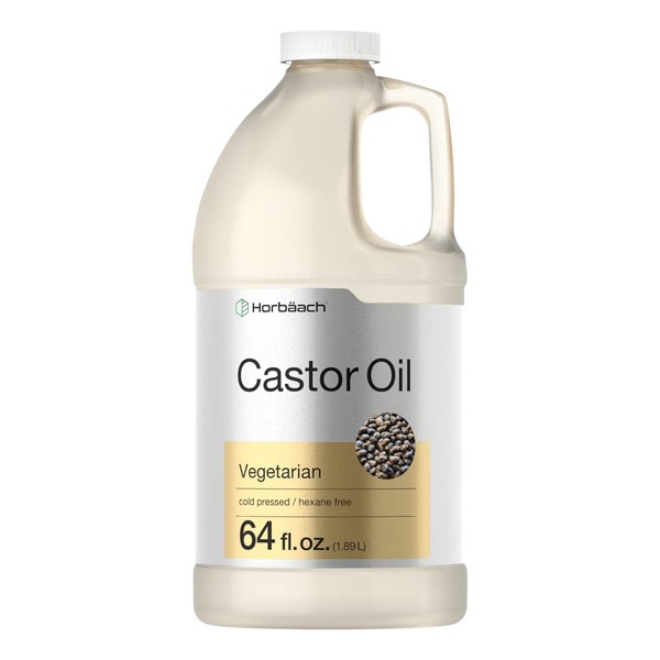 Castor Oil 64oz | for Hair Health, Eyelashes & Eyebrows | Hexane Free & Cold Pressed | Vegetarian, Non-GMO | By Horbaach