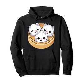 Cute Dumpling Cat Kawaii Dim Sum Cats Pullover Hoodie