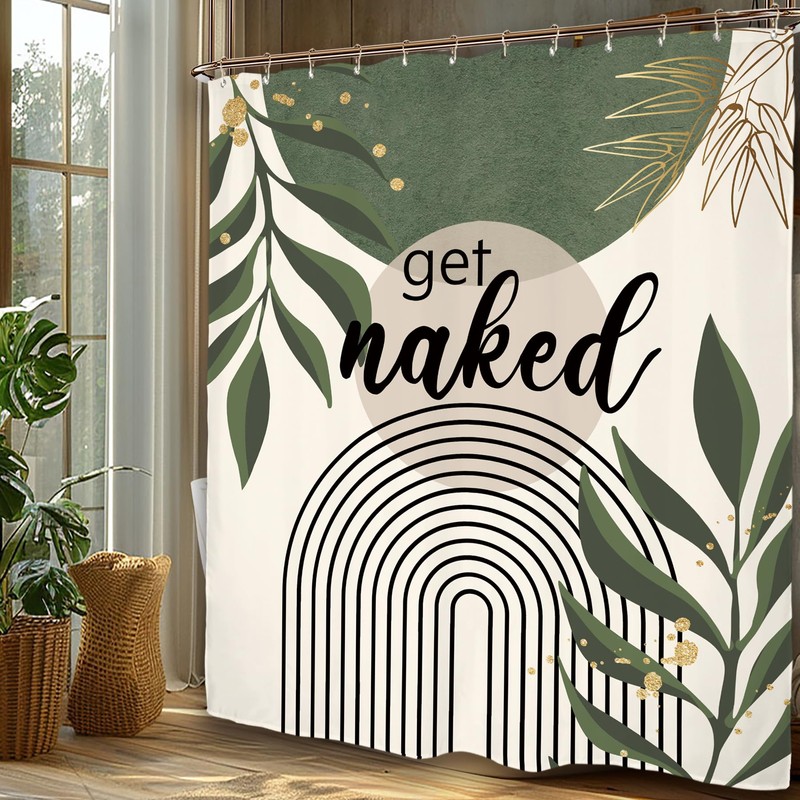 Miyotaa Miyotaa Abstract Minimalist Sage Green Shower Curtain Set 60Wx71H