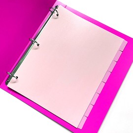 3-Ring Pink Binder Plastic Divider Set, 8-Tab Sturdy Plastic Dividers with Reinforced Edge, Binder Dividers with Tabs, Pink Binder Dividers, Aesthetic Dividers for Binders and Notebooks.