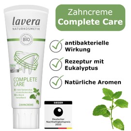 lavera Complete Care Toothpaste - No Titanium Dioxide - 5x Protection - Organic Mint & Sodium Fluoride - Vegan - 75 ml