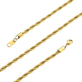 GOLDCHIC JEWELRY Gold Rope Chains Choker for Men, 18Inches Flat Rope Chain Necklace 46cm