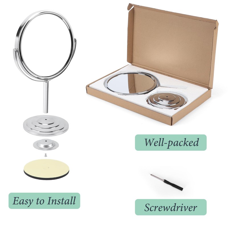 Schliersee Magnifying Vanity Makeup Mirror 7 Inch, 360°Rotation Double Sided