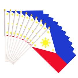 50 Pack Philippines Filipino on Stick Flags,Small Mini Hand Held Philippines Filipino Flags 5.5x8.3 Inch, Grand Opening, Carnival,Party Events Celebration