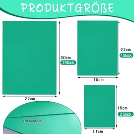 Hlimior Pack of 5 Soft Rubber Lino Printing Plates for Engraving, Green Flat Surface Linocut Set for Rubber Stamps, Crafts and Printing Projects (2A4+A5+2A6)