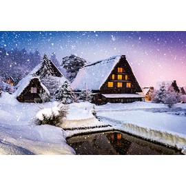 1000 Piece Jigsaw Puzzle, Shirakawa Town on Winter Night (Gifu), 19.7 x 29.5 inches (50 x 75 cm)