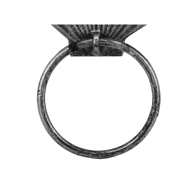 Antique Silver Cast Iron Seashell Towel Holder 8.5 - Seashell