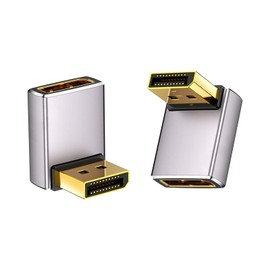 Duttek 8K 90 Degree DisplayPort 1.4 Adapter, Up & Down Angle Extender 32.4Gbps, Male to Female (8K/60Hz, 4K/144Hz) for PC, Laptop 2Pack