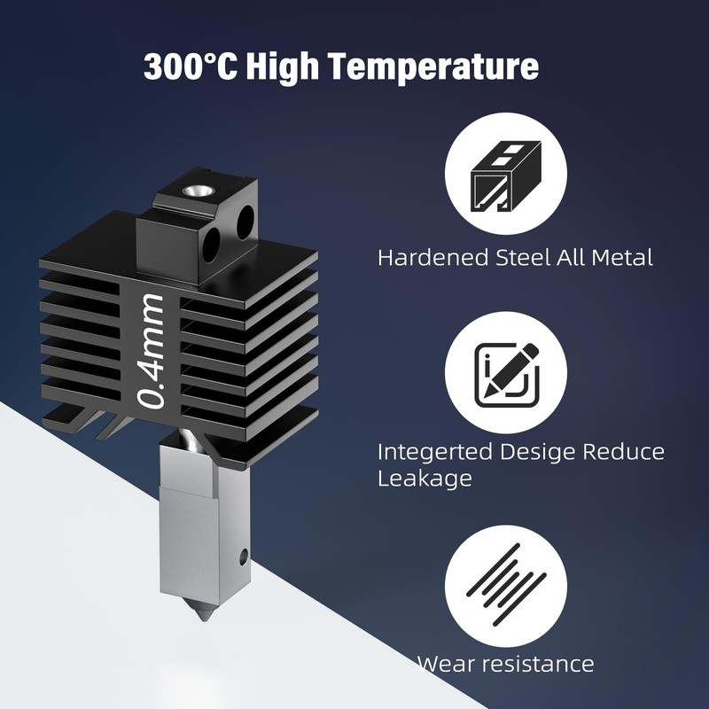 BURMONG Upgraded 0.4MM P1S/P1P Hotend Hot End with Silicone Sock