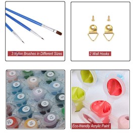 BERYART DIY Oil Painting, Paint by Numbers Kits by Hand Colouring for Adults Kids Beginner Gifts - White Horse 16x20 inch (Frameless)