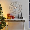 CLXEAST 30 Inch Wall Clock,Large Champagne Gold Metal Roman Numeral