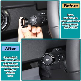Hudiriy Car Headlight Wiper Adjustment Lever Knob Cover Interior Trim Decoration Compatible with Ineos Grenadier 2020-2024 Car Headlight Switch Decorative knob Ring Protective Accessories (Black)