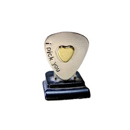 Sterling silver guitar pick and brass heart handcrafted with love