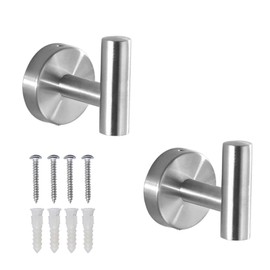 Towel Hooks, Bathroom Hooks SUS 304, Heavy Duty Stainless Steel Wall Hooks for Bathroom, Robe Hooks, Wall Mounted, Pack of 2