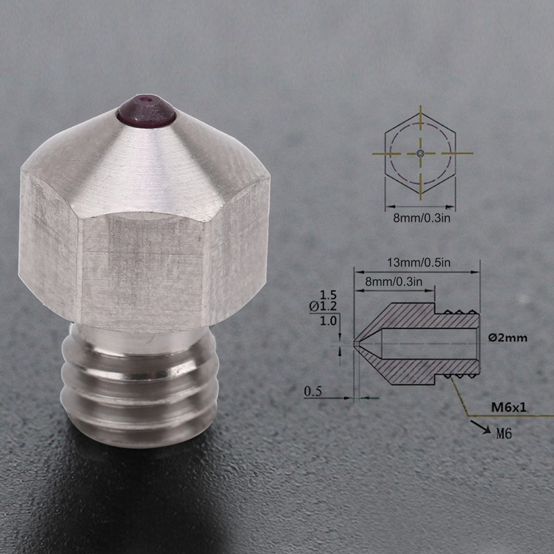 MK8 Titanium Steel Ruby Nozzle 0.4mm Antioxidant Accessory Artificial Precious