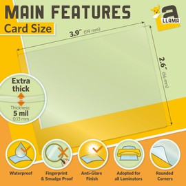 Thermal Laminating Pouches, Matte Finish, 2.6 x 3.9 Inches, 5 Mil Thick, 50 Pack, Suited for Business Card Size Laminating Sheets 2 x 3.5