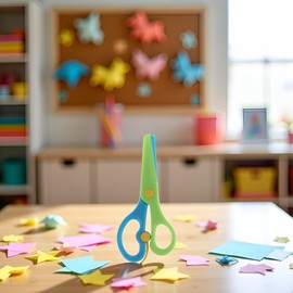 Blue-green Plastic Safety Scissors, Kids Training Scissors Toddlers, Dual-Color Pre-school Training Craft Cutting Tools for Paper-Cut Craft Supplies