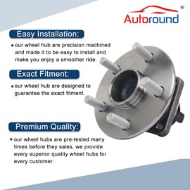 Autoround 512217 Pair Rear Wheel Bearing Hub Assembly fit for Toyota Corolla 2003-2008/ Prius 2004-2009/ Celica 2000-2005/ Matrix 03-08, Scion tC 05-10, Pontiac Vibe 03-08 FWD, ABS Models Only