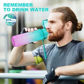 Gobravio Sports Water Bottle 1L Drinks Bottle BPA Free Water Bottle with Lock Cover & Leak Proof,for Gym, School,Cycling,Outdoor,Sports,Fitness& Office