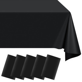 5 Pack Plastic Disposable Tablecloth 54"x108" Black Waterproof Plastic Table Cloth for Rectangle Tables, Waterproof Table Covers,Tablecloths for Dining Party Wedding Graduation