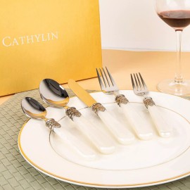 CATHYLIN REVERIE Collection 20-piece 18/10 Stainless Steel Vintage Flatware set,Sliver...