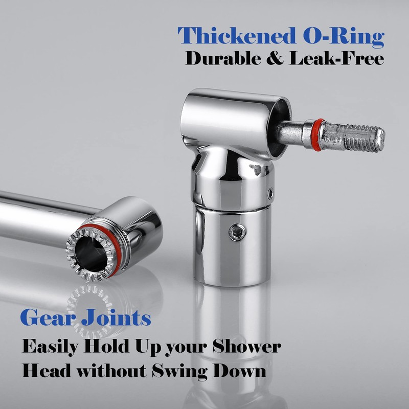 Chrome Shower Arm Extension - 13'' Adjustable Height & Range,