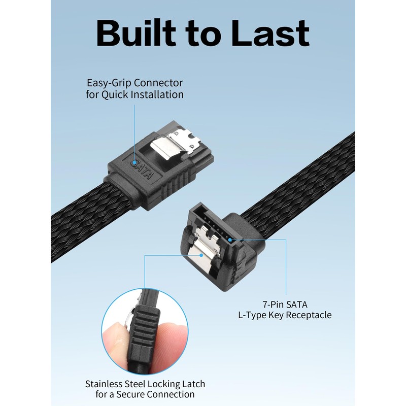 YACSEJAO 4pcs SATA III Cable 19.7 Inch 6Gbps SATA 3.0