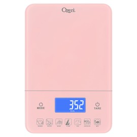Ozeri Touch III Digital Kitchen Scale with Calorie Counter, 22 lbs (10 kg), Crystal Rose