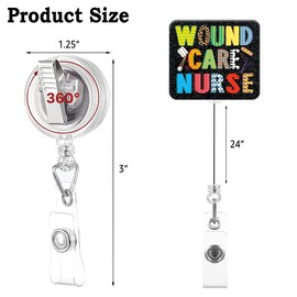 Sixrip Wound Care Nurse Retractable Glitter Badge Reel with Alligator Clip, Funny Badge Holder Gifts for ER WOC Nurse Wound Team Lab Tech Nursing First Responder, Urgent Care Nurse Gifts