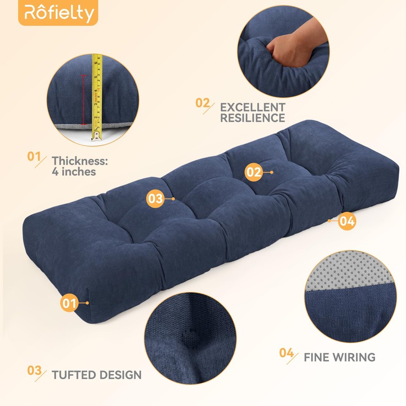ROFIELTY Bench Cushion 45 Inch, Non-Slip Tufted Bench Cushion for