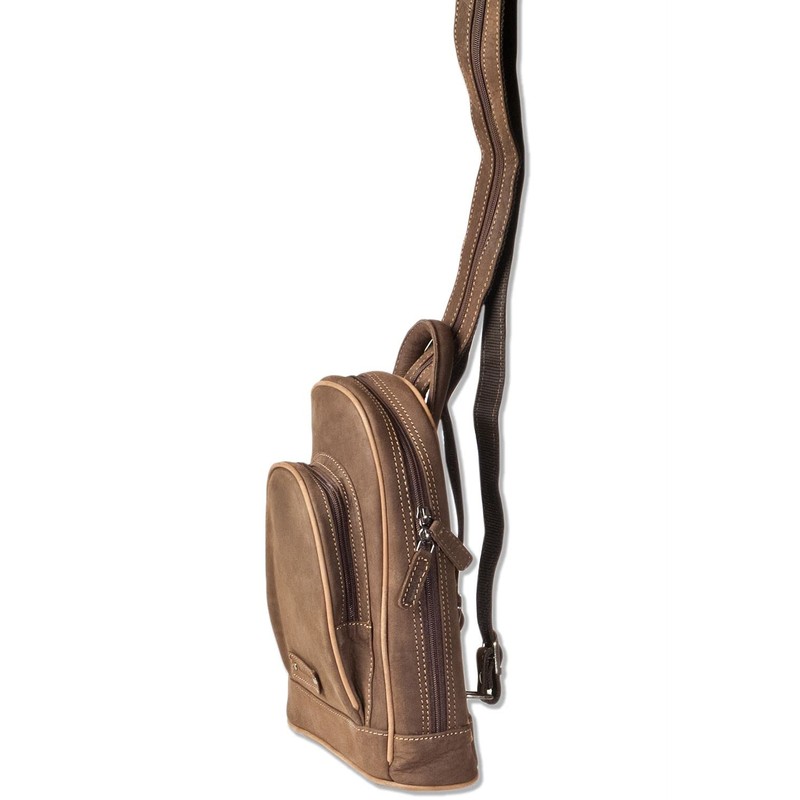 Woodland Leather Backpack, Small Size, Natural, Soft Buffalo Leather, Dark