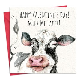 Twizler Rude Valentine's Day Card - Winking Cow - Funny Valentine Card for Husband Wife or Boyfriend Girlfriend - Valentine's Card for Him Her or Fiancé Fiancée Partner