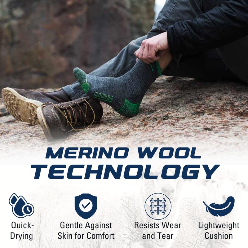 CloudLine - Merino Wool Hiking Socks for Men & Women