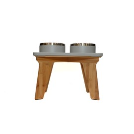 Trot Pets Elevated Dog Bowls | Stainless Steel Raised Bowl Set for Small, Medium, or Large Dogs | Non-Slip Food and Water Slow Feeder | Durable, BPA-Free, Anti-Skid, Dishwasher Safe (Slate, Medium)