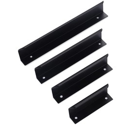 Qrity Pack of 10 96 mm Modern Kitchen Handles Curved Door Handle Concealed Drawer Handle Wardrobe Long Handle with Screws Black