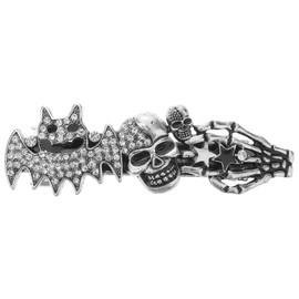 Minkissy 2pcs Bat Hair Clip Halloween Rhinestone Duckbill Hair Clips Skull Star Decoration Spring Barrette Vintage Hair Accessories for Women Kids