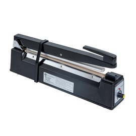 Restaurantware 12 Inch Impulse Sealer 1 Manual Heat Sealer - Food Safe Industrial Grade Black Aluminum Heat Sealing Machine Adjustable Heat Levels Portable