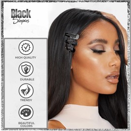 HD Novelty Hair Accessories Snap Hair Clips Glitter Bendies Sleepies 6Pcs 5CM Snap Hair Clips School Colours Hairclips Hair Christmas and Parties Accessories for Girls & Women (Black)