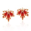 ATIMIGO Orange Maple Leaf CZ Crystal Stud Earrings Delicate and Small Garnet Fall Leaf Cubic Zirconia Gold Stud Earrings for Women Birthday Thanksgiving Accessories Jewelry Gifts